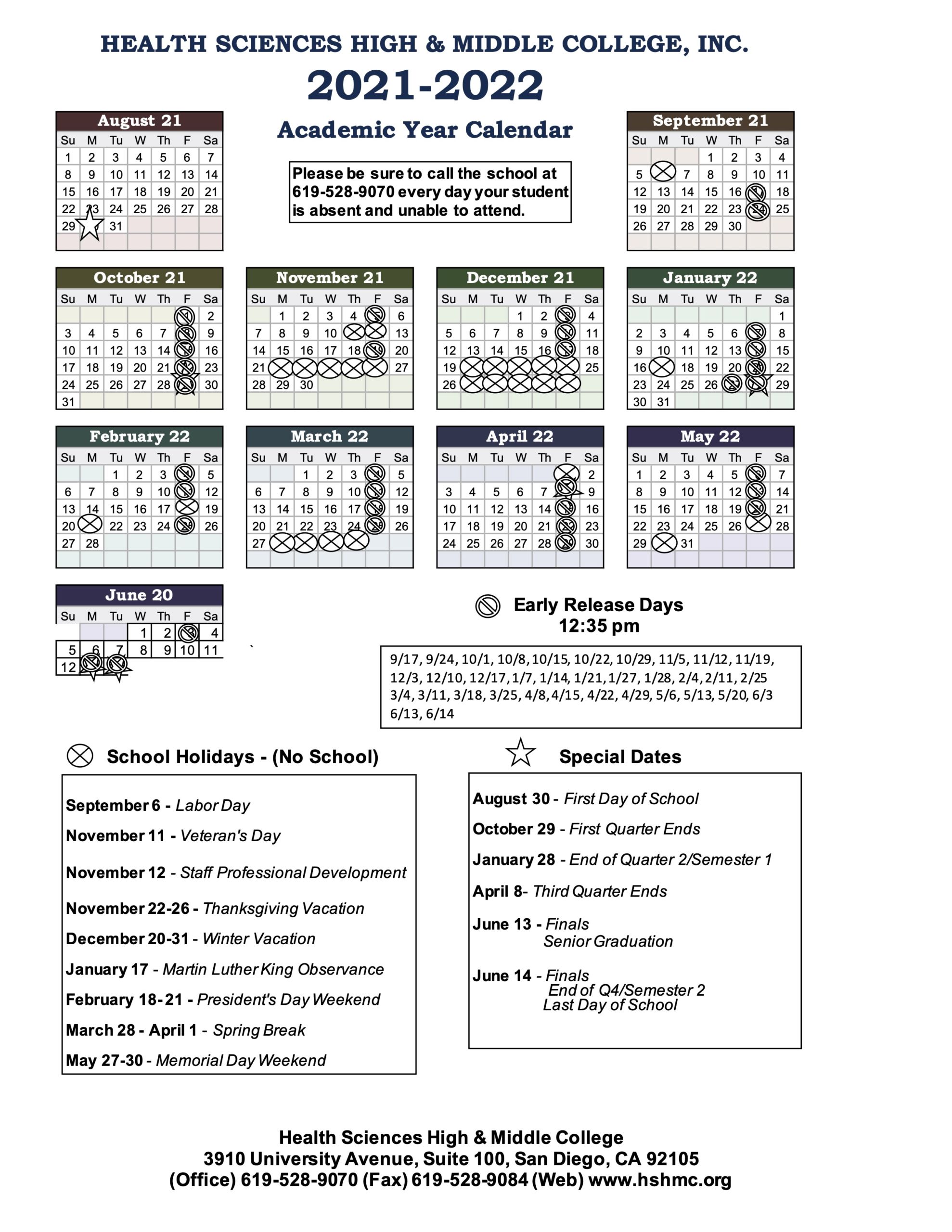 National University San Diego Academic Calendar 2022 November